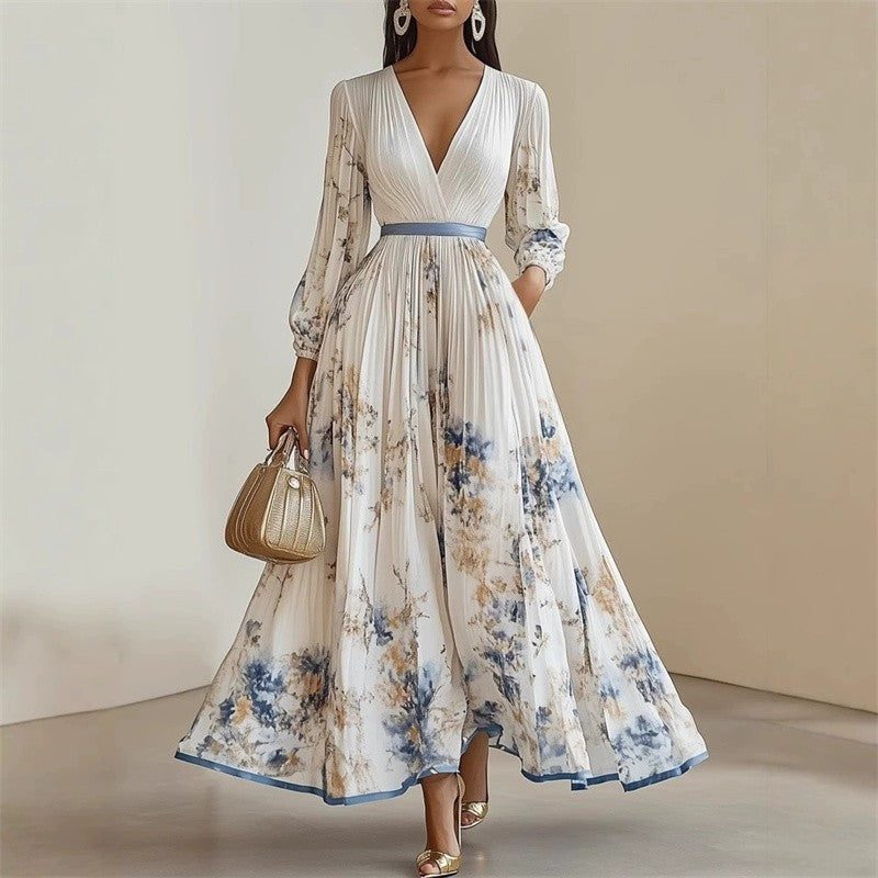 Vestido Primavera Verão Elegante Decote V