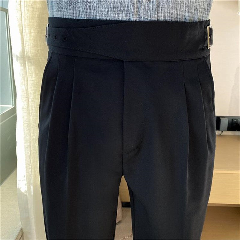 Calça Masculina Estilo Britânico Cintura Alta