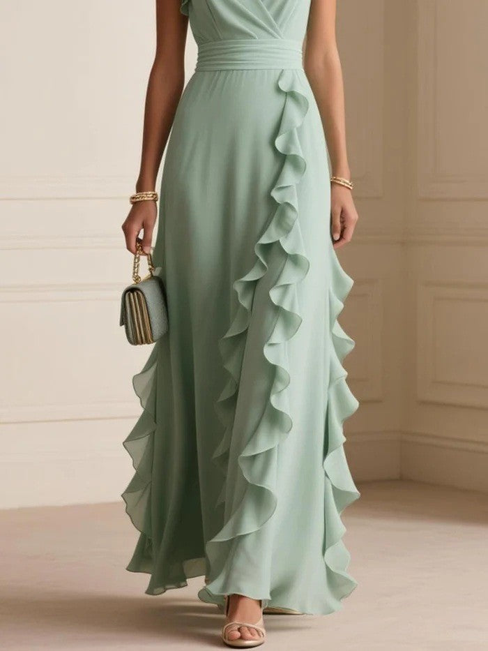 Vestido Elegante Ondas Decote em V