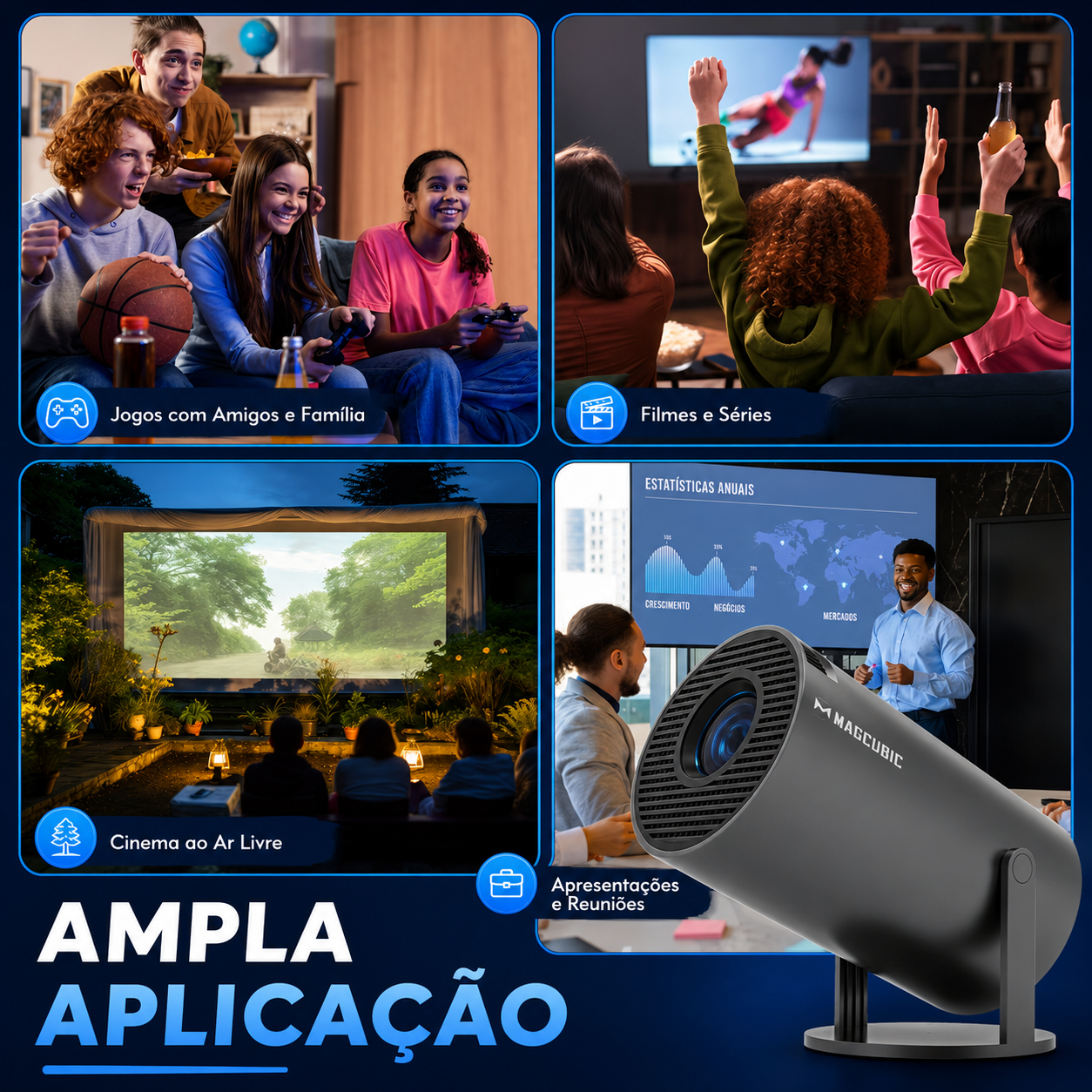 Mini Projetor Portátil 8k Bluetooth
