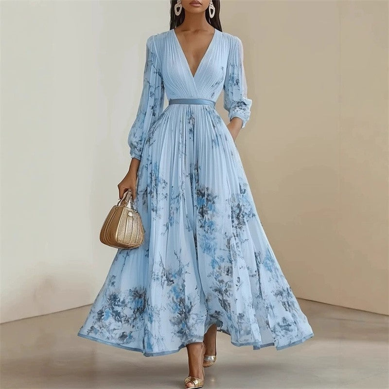 Vestido Primavera Verão Elegante Decote V