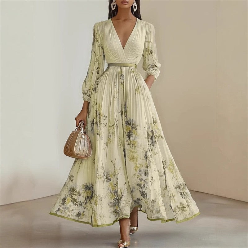 Vestido Primavera Verão Elegante Decote V