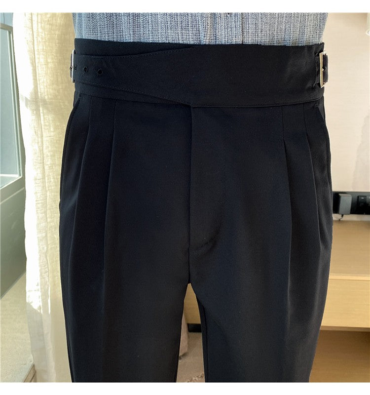 Calça Masculina Estilo Britânico Cintura Alta