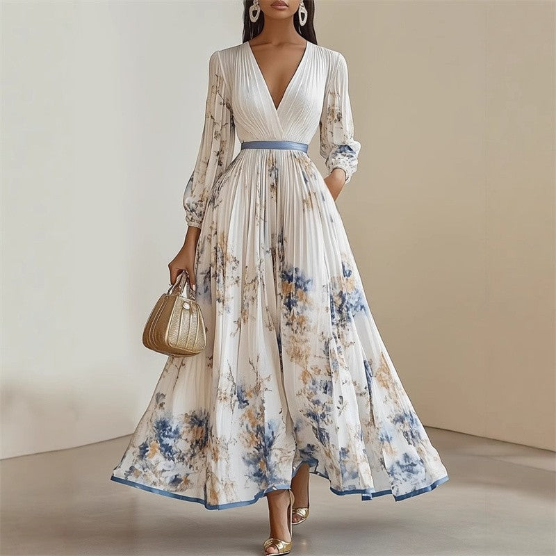 Vestido Primavera Verão Elegante Decote V