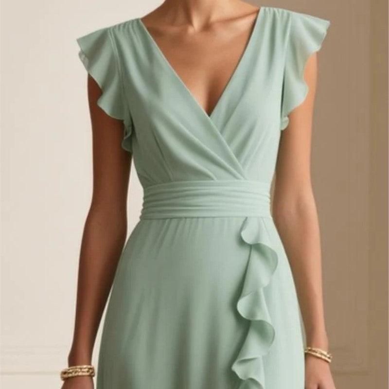 Vestido Elegante Ondas Decote em V