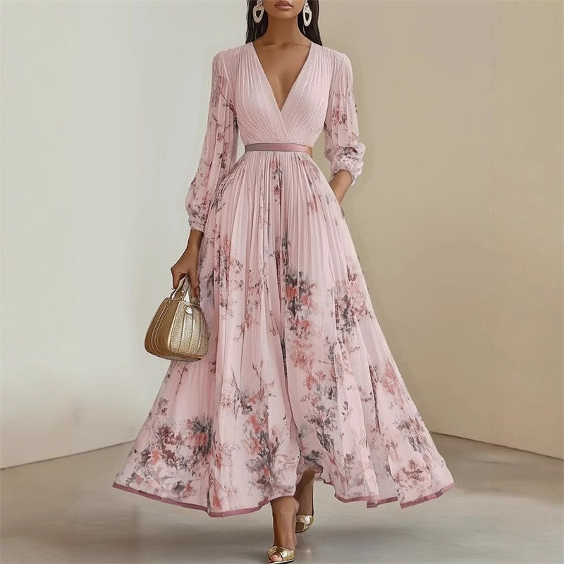 Vestido Primavera Verão Elegante Decote V
