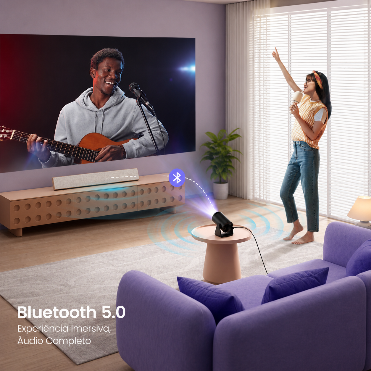 Mini Projetor Portátil 8k Bluetooth