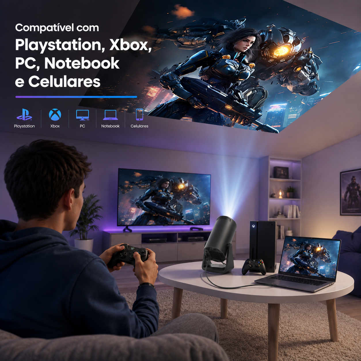Mini Projetor Portátil 8k Bluetooth