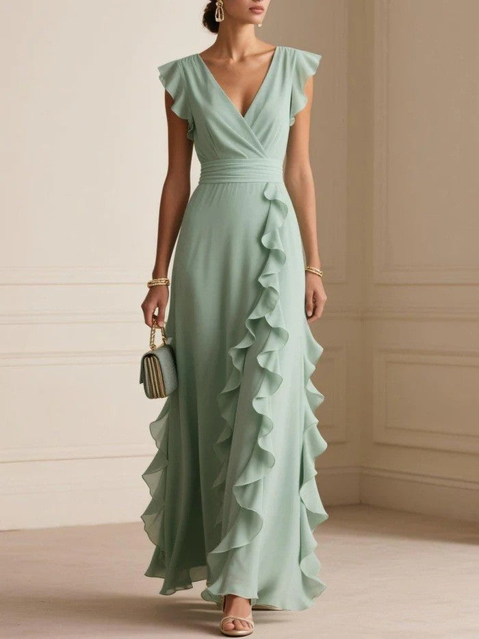 Vestido Elegante Ondas Decote em V